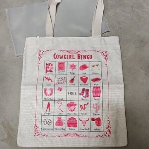 Nwt Cowgirl Bingo Tote Bag - Cream and Pink